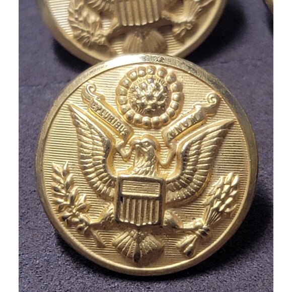 Brass Vintage Waterbury Gold Military Uniform Buttons Set Of 4 - Picture 2 of 6